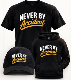 Black Never By Accident T-shirt, cap and hoodie